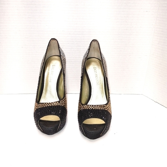 Enzo Angiolini silver gold and black rhinestones platform shoes Size: 6.5 - Picture 3 of 8